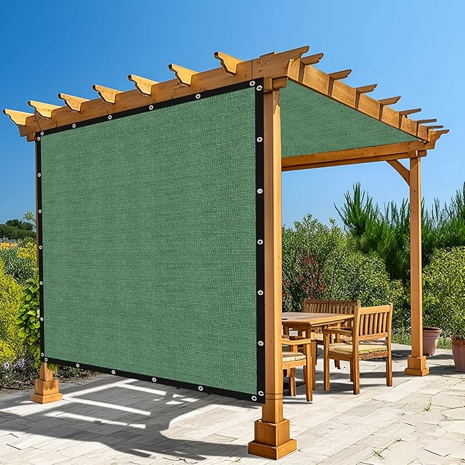 Amagenix 90% Pergola Shade Cover 10' X 16' Sun Shade Cloth with Grommets for Outdoor Garden Patio Porch, Commercial Grade 200 GSM - Cable Zip Ties Included (We Customized) GN108, Green
