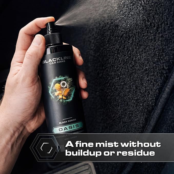 Blackline Car Care - Oasis Car Air Freshener, Long-Lasting, Oder Eliminator, for Cars, Trucks, SUV, or Home Use - 8 fl OZ - Scent Spray