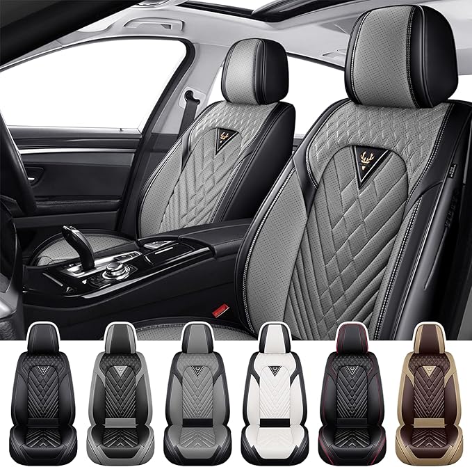 Truck Seat Covers for Ram 3500 2009-2026, Waterproof Premium Leather Full Coverage Car Seat Cover, Muscle Sport Style Auto Interior Seat Cover Sets (Front Set/Black Gray)