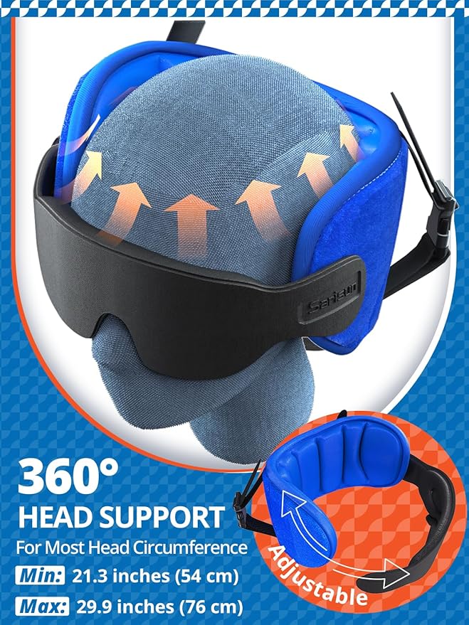 Travel Pillows for Airplanes, Airplane Pillow for Long Flight, Airplane Head Strap with Eye Mask for Sleep, Travel Neck Pillow for Car Road Trip, 360° Support Headrest, Stop Bobblehead, Pink