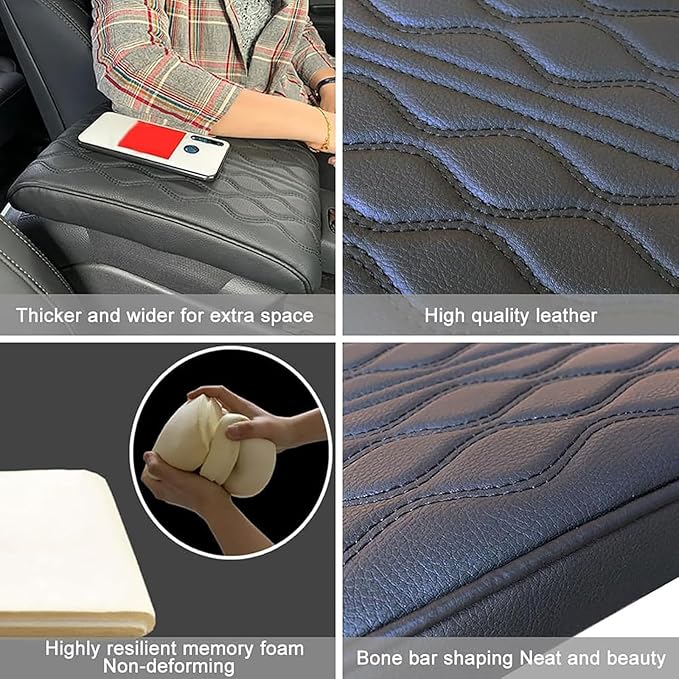 Car Center Console Cover for Ford Edge Sport 2011-2014, Universal Memory Foam Leather Comfortable Soft Armrest Box Pad Cushion Protector Accessories Easy to Clean,Brown