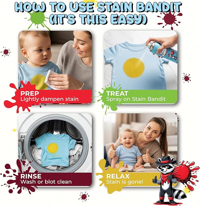 Stain Remover Spray | Non-Toxic Stain Remover Family Safe Formula | Bag-On-Valve 360° Continuous Spray Bottle | Cleaner for Clothes, Upholstery, Carpet & Car Seats 4.2 Oz, (Pack of 2)