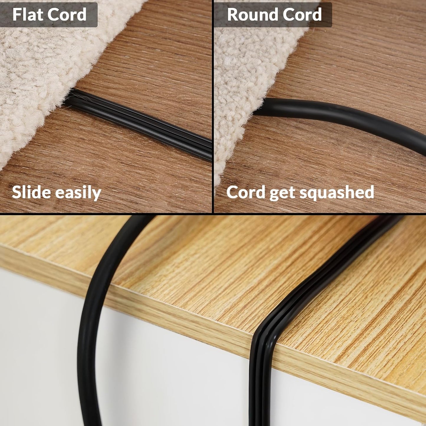Elecan Flat Plug Extension Cord 3 Ft 2 Pack with Slim Space-Saving Plug Design, Thin Flat Cable Low Profile Power Cord 3 Prong Grounded Wire, 16 Gauge 13 A/125 V-Black-ETL Certified