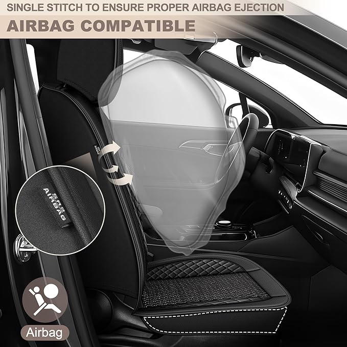 TTX LIGHTING for Subaru Impreza 2012-2026 Car Seat Covers, Breathable Ice Silk & Leather Seat Protector, Cool & Anti-Sweat for Long Driving, Airbag Compatible, 5 Seats Full Set (Black)