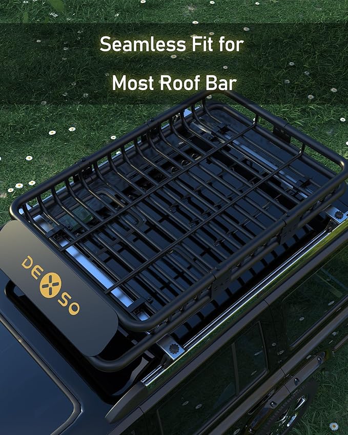 46" x 36" Universal Roof Rack Basket, 200 Lbs Capacity Rooftop Cargo Carrier Basket with 15 Cubic Feet (44" x 34" x 17") Waterproof Luggage Bag, for Suvs, Trucks, Vehiclesor Suvs, Trucks, Vehicles