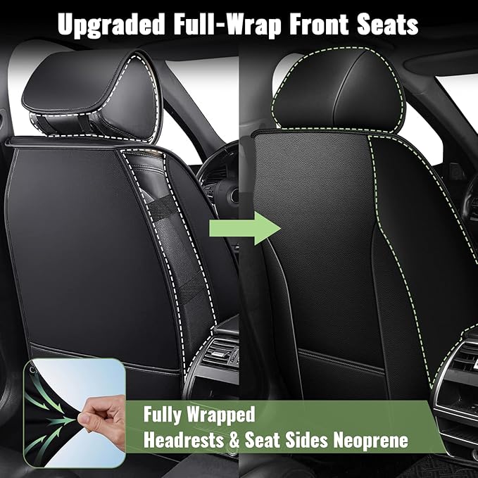 Car Seat Covers Front Seats for Toyota 4Runner 2003-2025 2026, Breathable Cooling Ice Silk Leather Car Seat Covers, 2 Seats for Toyota 4 Runner Accessories (Black&Beige)
