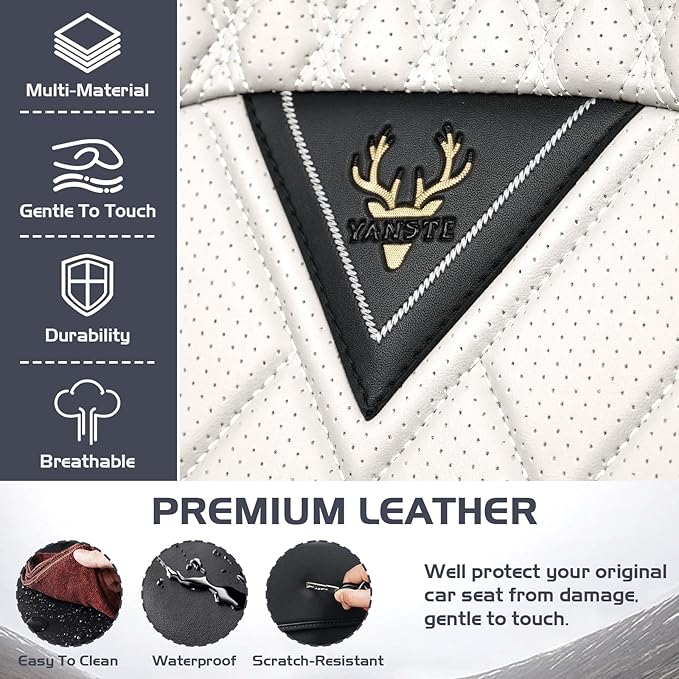 Truck Seat Covers for Toyota Tundra 2008-2026, Waterproof Premium Leather Full Coverage Car Seat Cover, Muscle Sport Style Auto Interior Seat Cover Sets (Front Set/Black White)