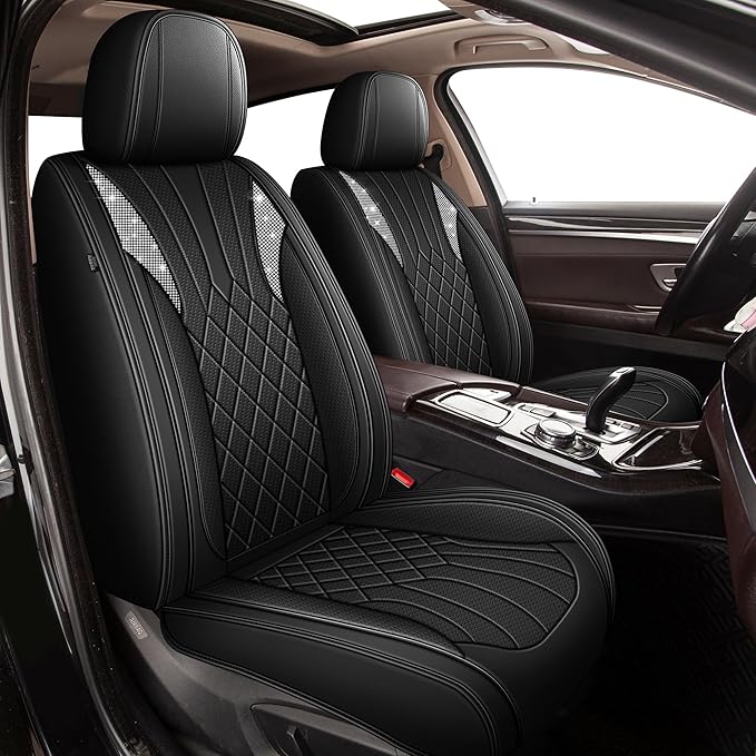 Bling Diamond Embroidered Seat Covers for Nissan Maxima 2011-2023, Full Set 5 Seats, Sparkle Rhinestone Breathable Perforated Faux Leather Car Seat Covers for Women (Black)
