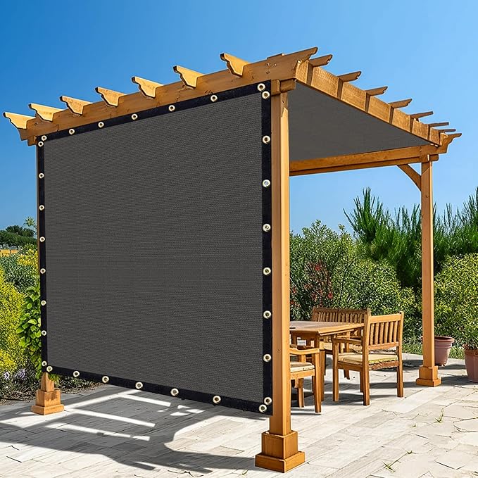 Amagenix 90% Pergola Shade Cover 17'X 21' Dark Gray Sun Shade Cloth with Grommets for Outdoor Garden Patio Porch-Commercial Grade 200 GSM-Cable Zip Ties Included (We Customized)
