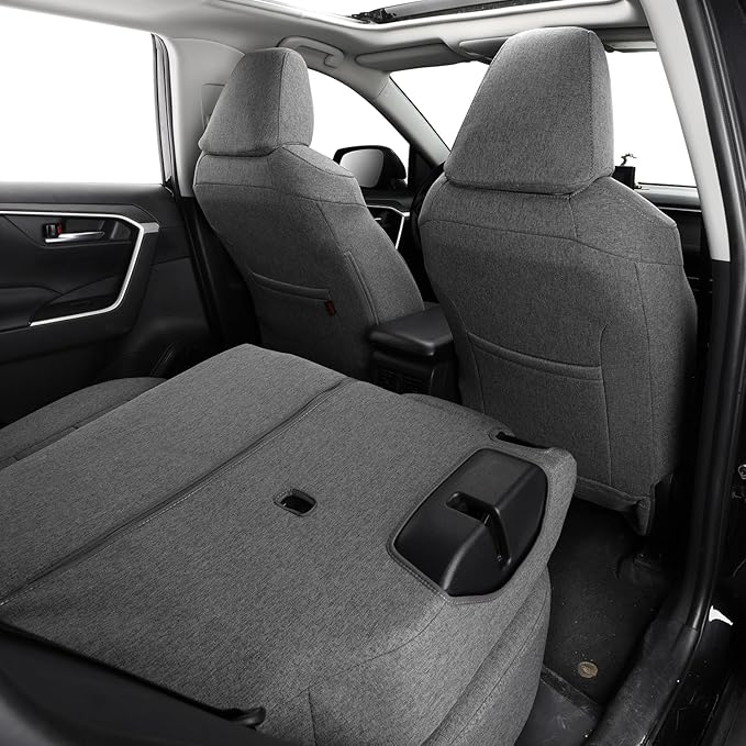 coverdream RAV4 PHEV Seat Covers Custom Fit for 2019-2024 2025 Toyota RAV4 Hybrid XSE,Hybrid SE,Prime SE/XSE,Full Coverage,Airbag Compatible,Polyester Car Seat Protector (Full Set,Gray)