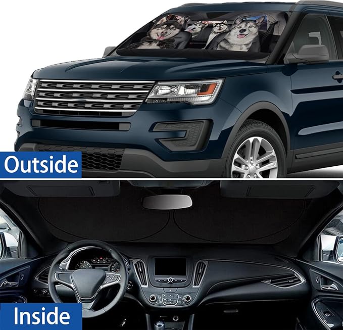 Alaskan Malamute Dog Windshield Sunshade for Car SUV Truck Foldable Uv Ray Reflector Front Window Sun Shade Visor Shield Cover -59" X 31"