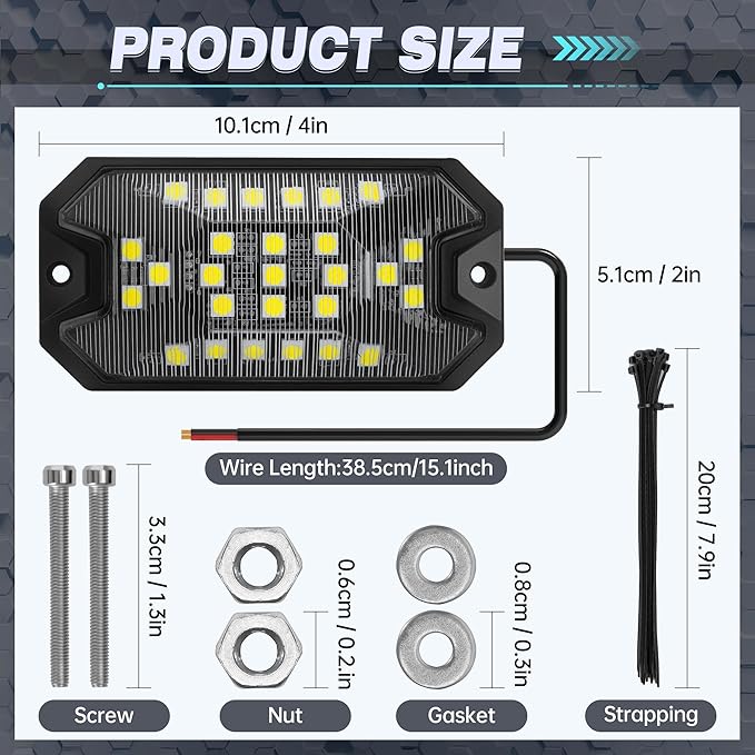 16 Pods Pure White Rock Lights, 6000K Pure White 27 LEDs Super Bright LED Underglow Neon Light, 10m Extension Wire, IP68 Waterproof for Trucks Pickup SUV UTV ATV RZR Car Boats