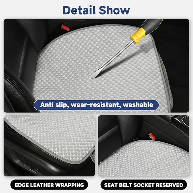 West Llama Car Seat Covers Full Set,Ice Silk Bottom Seat Covers for Cars Include 1 Pair Front Driver Seat Pad Mat and 1 Rear Bench Cover for SUVs,Cars,Sedans(3PC-Gray)