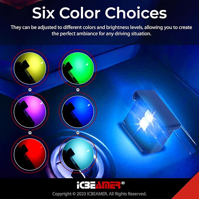 ICBEAMER Smart USB 1-Pack (Purple) | Auto LED Interface Plug-in Miniature Night Light for Car, Van, Pickup, Truck, Interior, Trunk, Create Cozy Environment