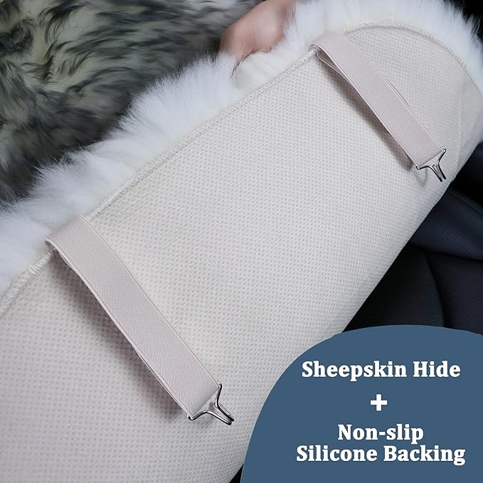 OGLAND Fluffy Sheepskin Car Seat Cover-Fuzzy Fur Auto Cushion for Universal Automotive Protector (Lavender Purple, 1 Pcs Front Seat Cover)
