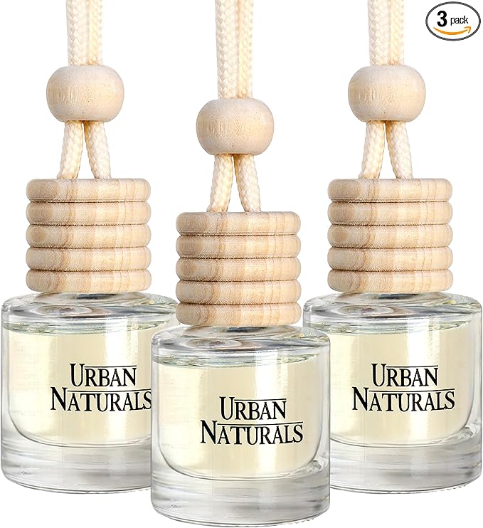 Urban Naturals Car Air Freshener Smoked Vanilla Scent Diffuser, Long Lasting Car Fresheners Made in USA, Odor Eliminating Technology, Hanging Auto Accessories + Vent Clip (3 Pack)