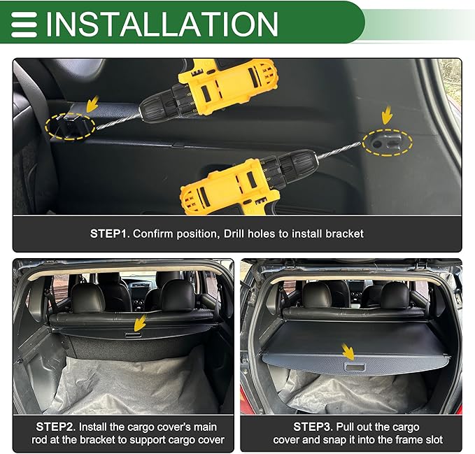 Motoforti Car Trunk Retractable Cargo Cover for Jeep Compass 2017-2024 Aluminum Alloy Canvas Gloss Black