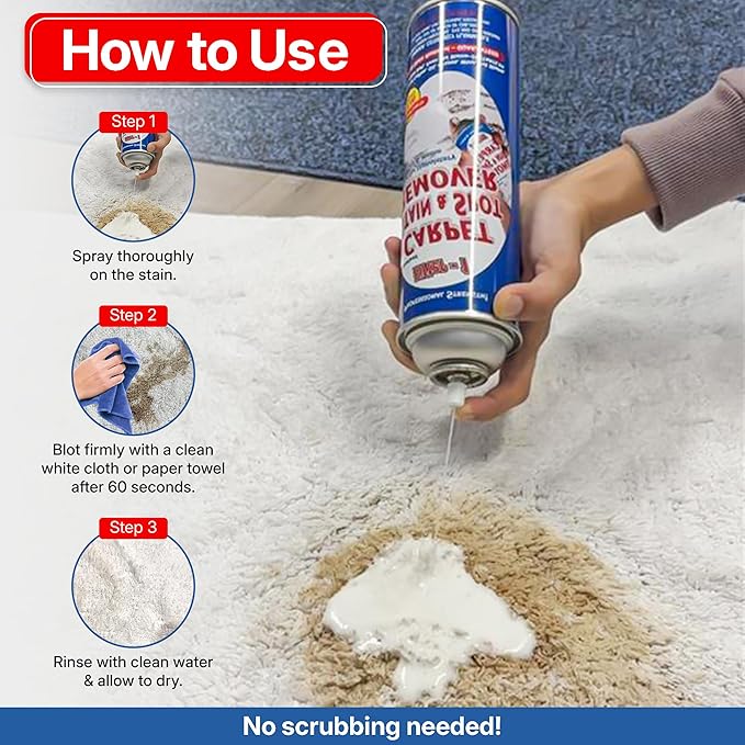 Carpet Spot Remover, Stain and Red Wine Remover and Spot Treatment for Oil, Grease, Urine, Cleaning Performance for Rugs, Upholstery, Fabrics. 18 Fl oz Pack of 1 (72 Fl Oz (Pack of 4))