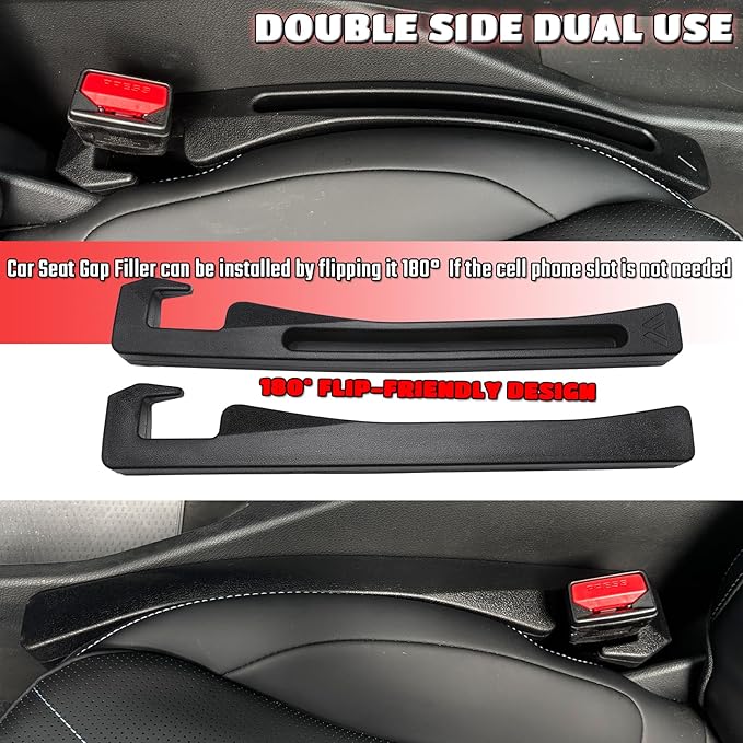 Toyota Camry Seat Gap Filler, Car Seat Gap Filler Organizer Stop Things from Dropping Customized Interior Accessories for Toyota, Black Pack of 2