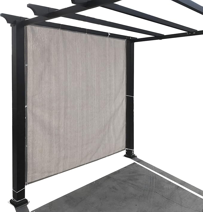 Alion Home Sun Shade Privacy Panel with Grommets and Hems on 4 Sides for Patio, Awning, Window, Pergola or Gazebo - Smoke Tan(8' X 8')