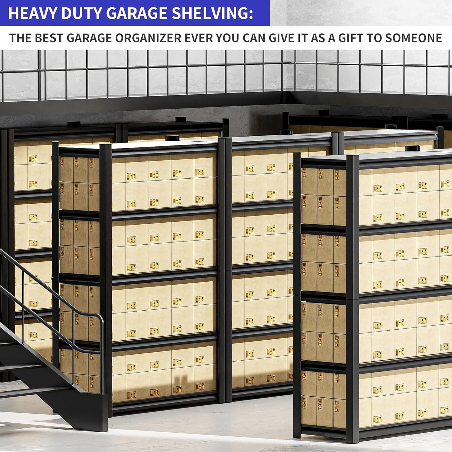 Garage Shelving,87"X48"X24"Inches,Heavy Duty Sturdy Steel Thickened Metal Shelves for Storage,Garage Storage Shelves,Black Shelving Unit Shelf Rack Industrial Shelving Shelf for Basement Metro