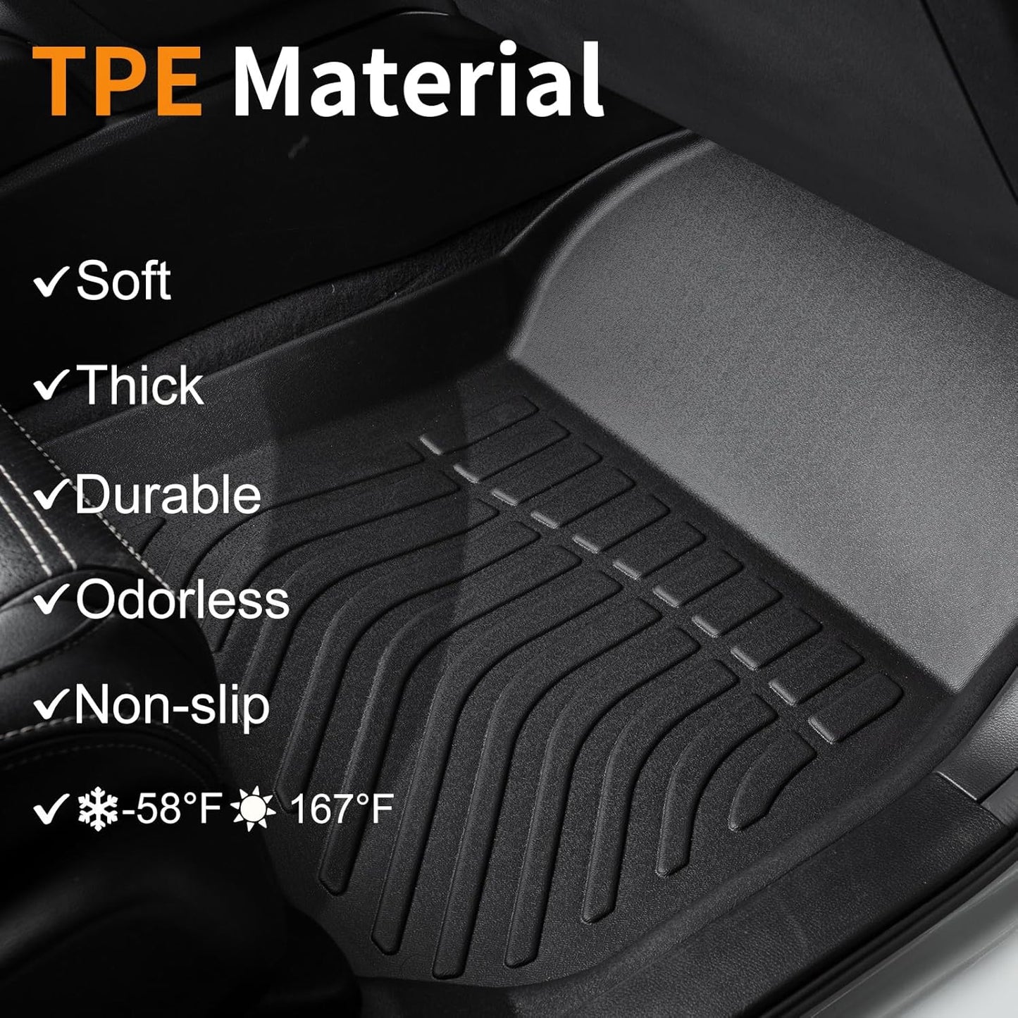Binmotor-Floor Mats for Subaru Legacy/Outback 2015-2019, 2 Rows All Weather Car Mats, Waterproof TPE Rubber Liners for Subaru Legacy Accessories-Black