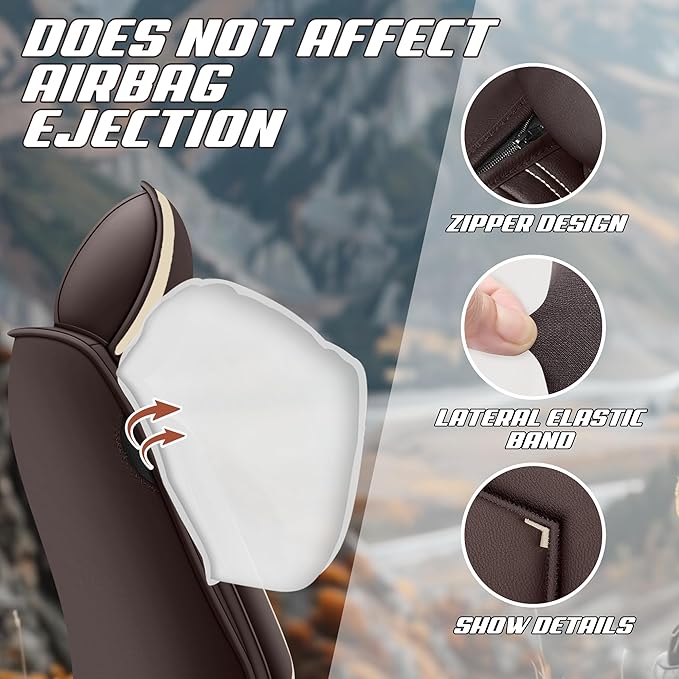 Car Seat Covers Fit for Toyota rav4 2000-2026, Stylish Sport Seat Covers, Waterproof Wear-Resistant Premium Nappa Leather Car Seat Cover.(2 Pcs Front with Pillow/Coffee Color)