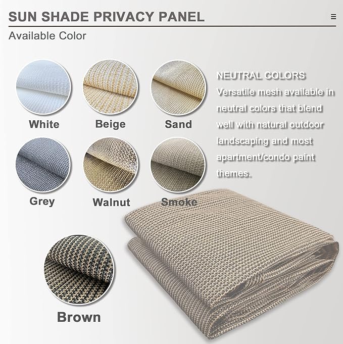 Alion Home Sun Shade Privacy Panel with Grommets and Hems on 4 Sides for Patio, Awning, Window, Pergola or Gazebo - Mocha Brown (8' x 4')
