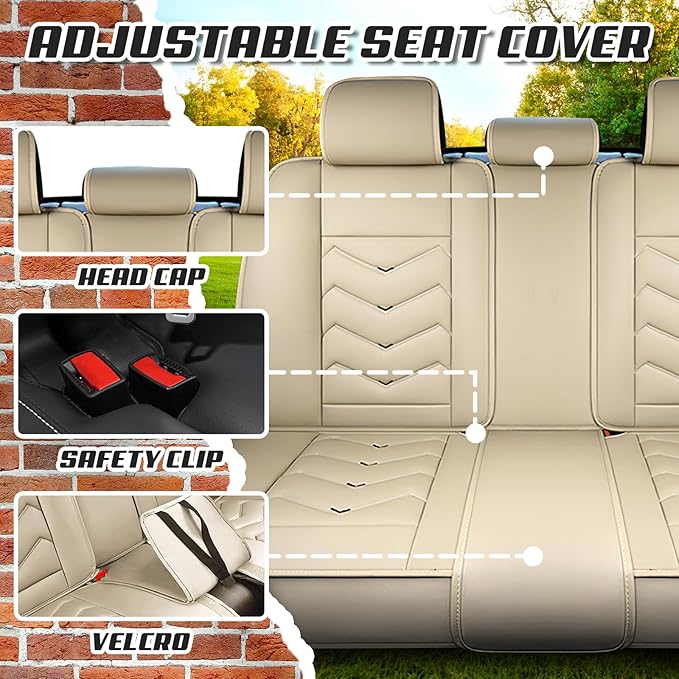 Car Seat Covers for VW Eos 2007-2016, Premium Nappa Leather Car Seat Cover, Stylish Sport Seat Covers， Automobile Seat Cover Sets.(Standard 2 Seats/Beige)