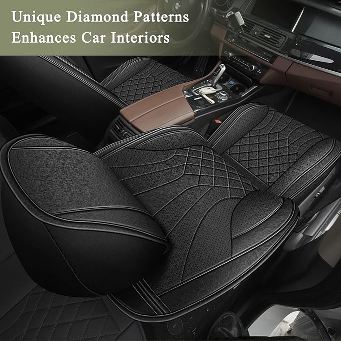 Full Set Car Seat Covers for Toyota Avalon 2001-2025 2026: Breathable Perforated Leather Seat Cover (Black)