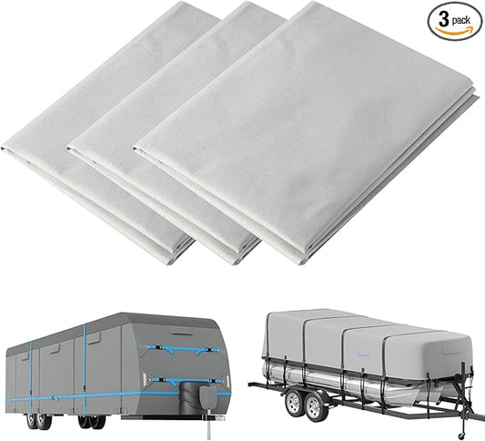 Tuszom 900D 3PCS (28.5" L*19" W) RV Cover Repair Kit Heavy Duty Self-Adhesive Canvas Patch Repair Kit for Car/Tire/RV Cover