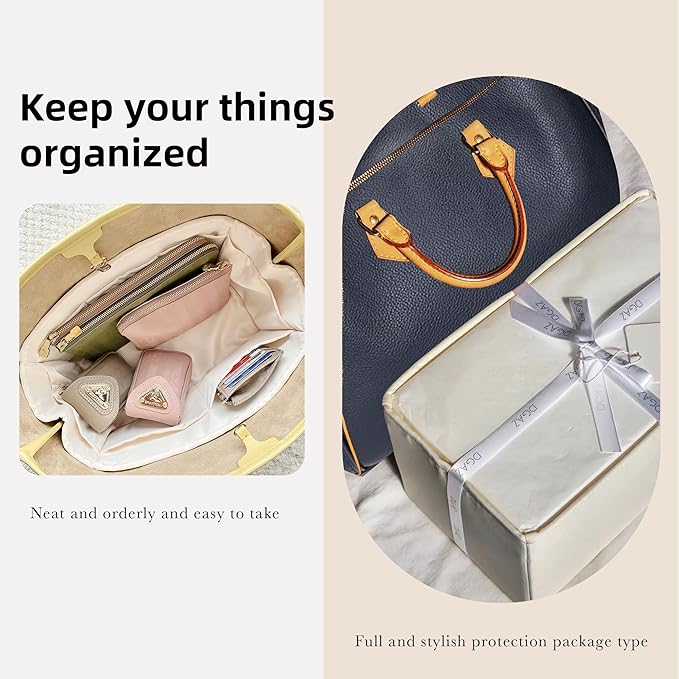 DGAZ Silk Purse Organizer Insert Fits LV Speedy 16/20/25/30/35/45 bags，Silky Smooth Bag Organizer，Luxury Handbag & Tote Shaper（Craie，SP20）