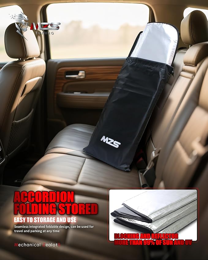 MZS Windshield Sun Shade Compatible with Ranger 2024-2026, Foldable Truck Sun Shade Shield with Storage Pouch, Front Window Visor Sunshade Accessories for Interior Protector