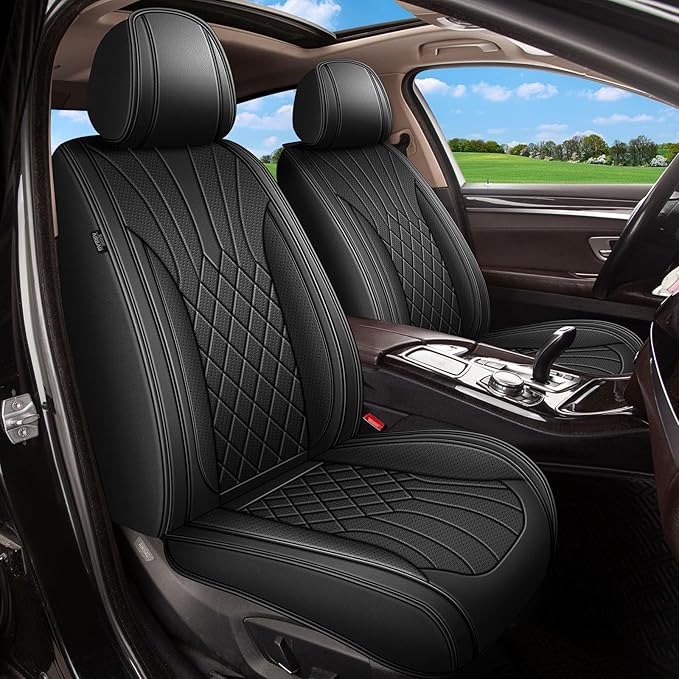 Full Set Car Seat Covers for Subaru Outback 2010-2023 2025 2026: Breathable Perforated Leather Seat Cover (Black)