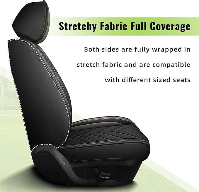 AOMSAZTO Front Seat Covers Fit for Nissan Murano 2011-2025 2026 Waterproof Faux Leather Car Seat Cover Compatible with Airbag(2PCS Front, Black&Grey)