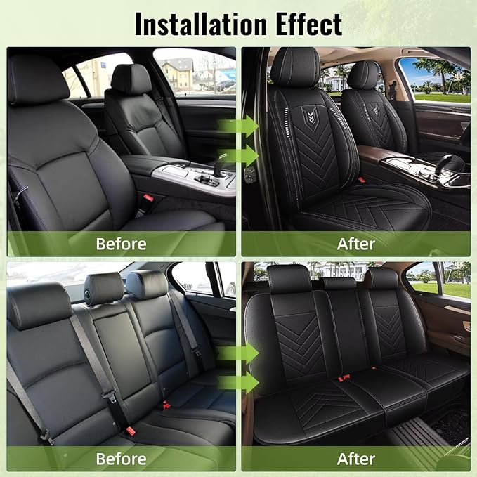 AOMSAZTO Car Seat Covers Full Set Fit for BMW X5 2007-2025 2026 Faux Leather Waterproof Seat Covers Automotive Seat Cushion Protector(5 Seats, Black)