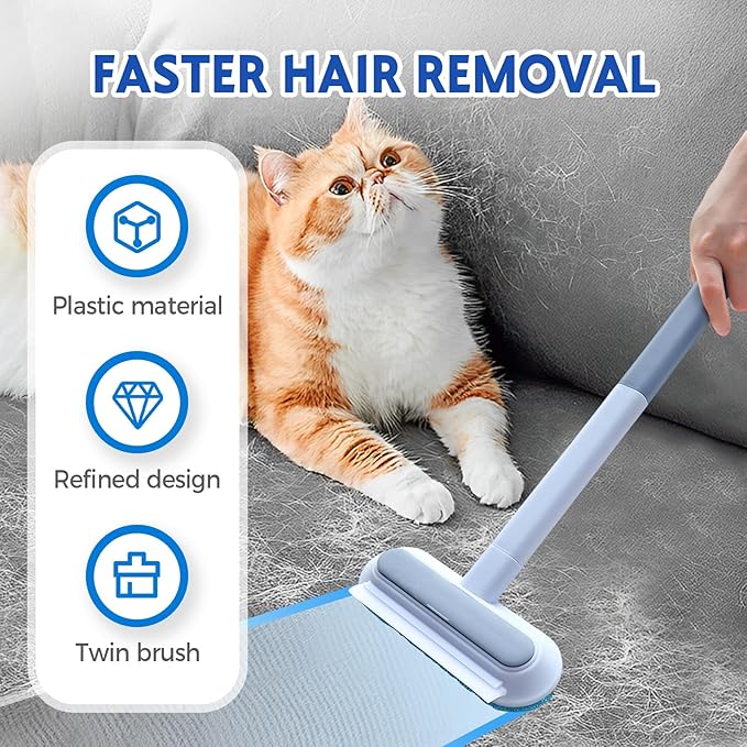 2025 New Pet Hair Remover, 4 in 1 Pet Hair Removal Tool for Couch Carpet Furniture, Multifunctional Double Sided Dogs Cats Hair Removal Brush, Reusable Cleaning Brush for Window (2 Pc)