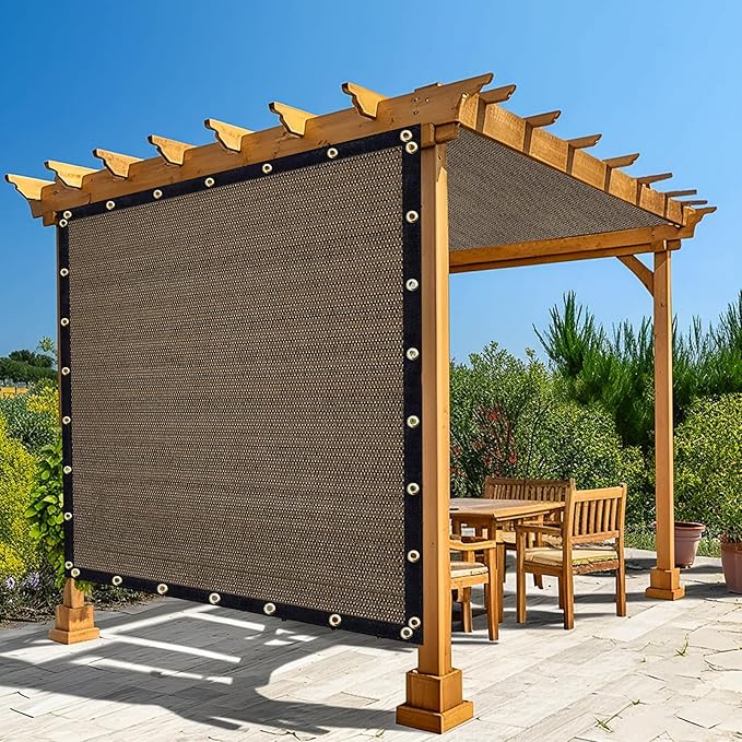Amagenix 90% Shade Fabric 5'X 7' Mocha Sun Shade Cloth with Grommets for Pergola Replacement Shade Cover Canopy, Heavy Duty, Cable Zip Ties Included (We Customized)