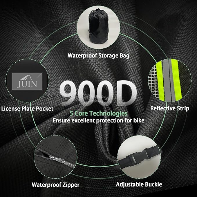 JUIN Waterproof Bike Cover for Transport: 900D Heavy Duty Oxford Fabric Bicycle Cover with Visible Tail Lights for Outdoor Travel - Bike Cover on Car Hitch Storage on Rear Bike Rack - Fits 3 Bikes