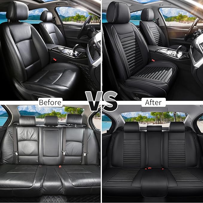 Car Seat Covers Full Set Fit for Toyota Corolla 2000-2026, Premium Faux Leather Car Seat Protector,Breathable Anti-Slip Full Wrapping Edge Seat Covers(Black,Full Set)