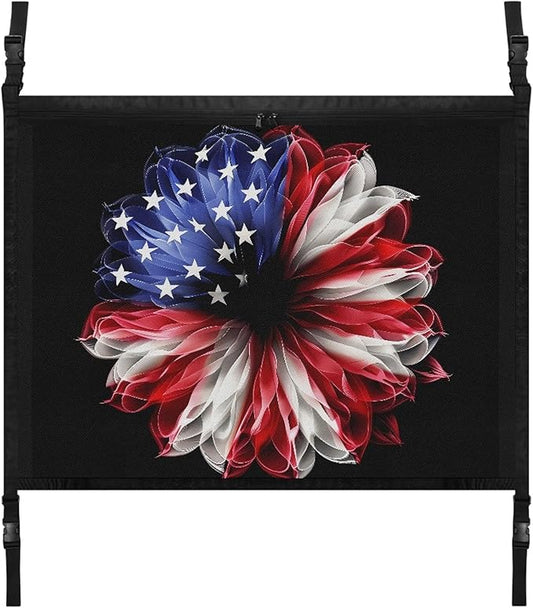 NDISTIN Sunflower Car Ceiling Cargo Net Pocket with Zipper American Flag Car Roof Storage Bag with Adjustable Buckle Easy Install Car Ceiling Storage Net for Truck SUV Van