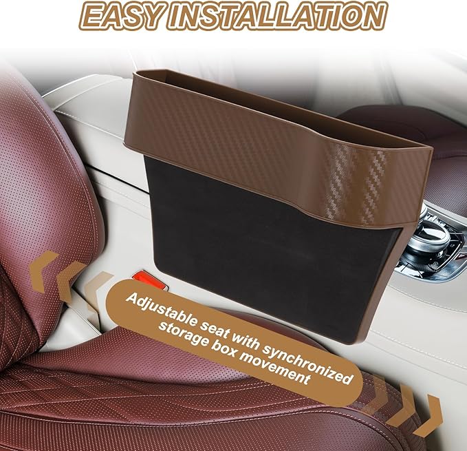 HARFINGTON Car Seat Gap Filler Organizer 10.2 x 6.5 x 2.8 Inch PP Universal Car Organizer Storage Box Between Seat and Console (Left) with Cup Holders for Phone Sunglasses Keys, Black