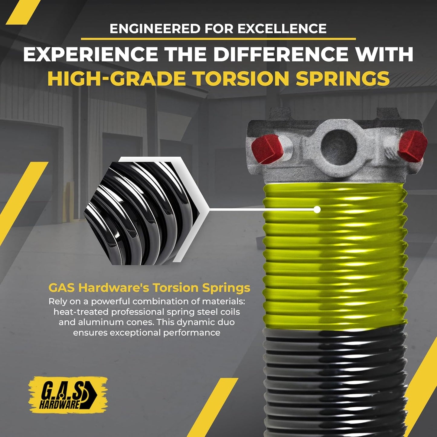 Garage Door Torsion Spring 207x2x22 Torsion Spring for Right Side of Garage Door with 1" Steel Bearing, Gloves, and Winding Bars Precision E-Coating 5-Year Warranty Minimum 30,000 Cycles (Black Cone)