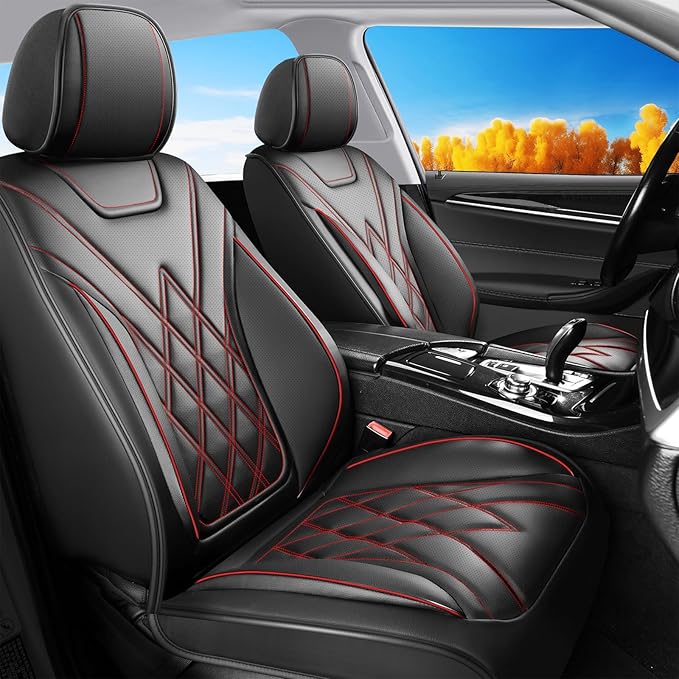 Fit TSX Car Seat Covers for Acura TSX 2003-2014 - Premium Leather, Waterproof, All-Weather, Airbag Compatible, Anti-Slip, Breathable, Easy Install, Seat Protectors, Full Set, Redline