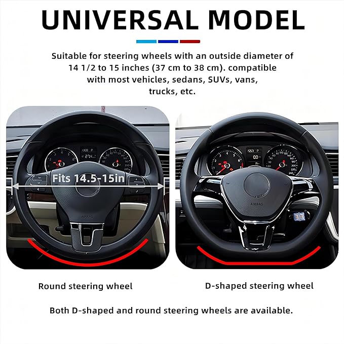 Car Steering Wheel Cover, 15 inch Microfiber Leather Carbon Fiber Soft Anti-Slip Breathable, Universal Size Elastic Car Accessory for Most Cars (Purple)