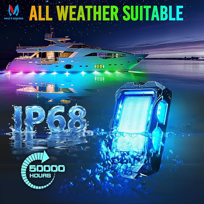 MICTUNING Q2+ MAX RGB+IC Rock Lights - 12 Pods Multi-Color DIY Effect Underglow Neon Kit, Individual Group Control, APP Music Sync, IP68 Waterproof