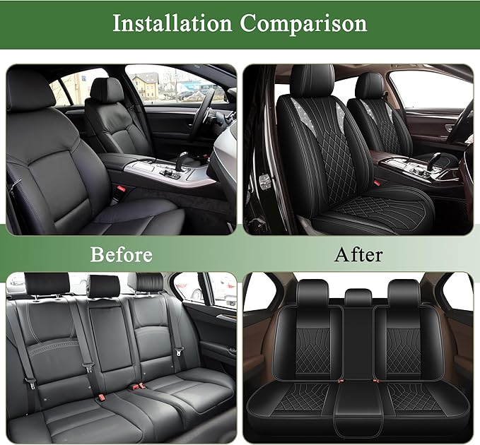 Bling Diamond Embroidered Seat Covers for Toyota Avalon 2001-2022,Full Set 5 Seats,Sparkle Rhinestone Breathable Perforated Faux Leather Car Seat Covers for Women (Black)