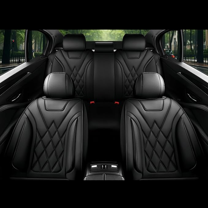 Fit TLX Car Seat Covers for Acura TLX 2014-2025 2026 - Premium Leather, Waterproof, All-Weather, Airbag Compatible, Anti-Slip, Breathable, Easy Install, Seat Protectors, Full Set, Black