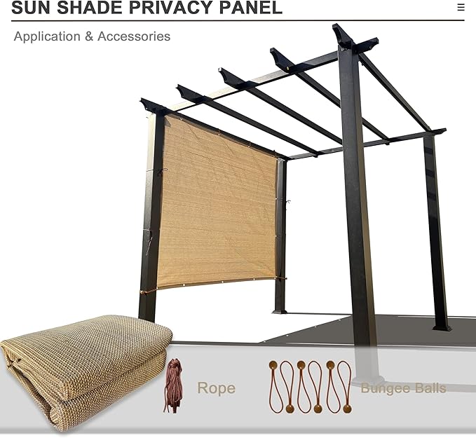 Sun Shade Privacy Panel with Grommets on 4 Sides for Patio, Awning, Window Cover, Pergola or Gazebo (Walnut, 8' x 10')