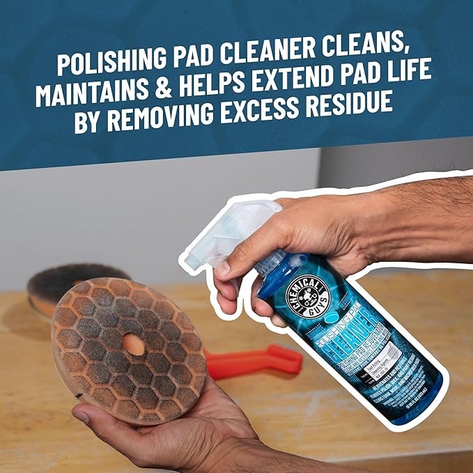 Chemical Guys 6.5" Buffing Pad Sampler Kit - 4 Piece Detailing Set with 3 Professional Foam Pads and 16 oz Polishing Pad Cleaner - Works with Dual Action and Rotary Polishers Using 6" Backing Plates
